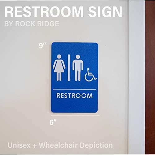 תוצרת ארהב | שלט השירותים של Handicap Unisex, שלט דלת אמבטיה תואם ADA למשרדים, עסקים ומסעדות -